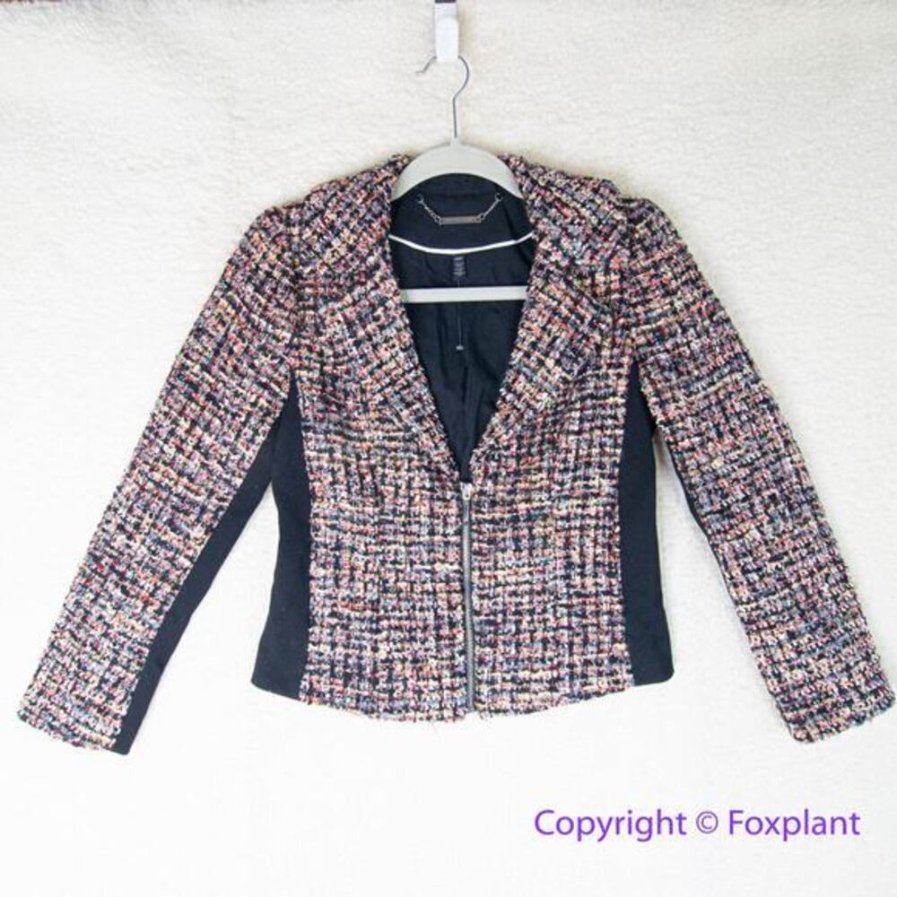 New! White‎ House Black Market tweed Multi Color Blazer, size 00P